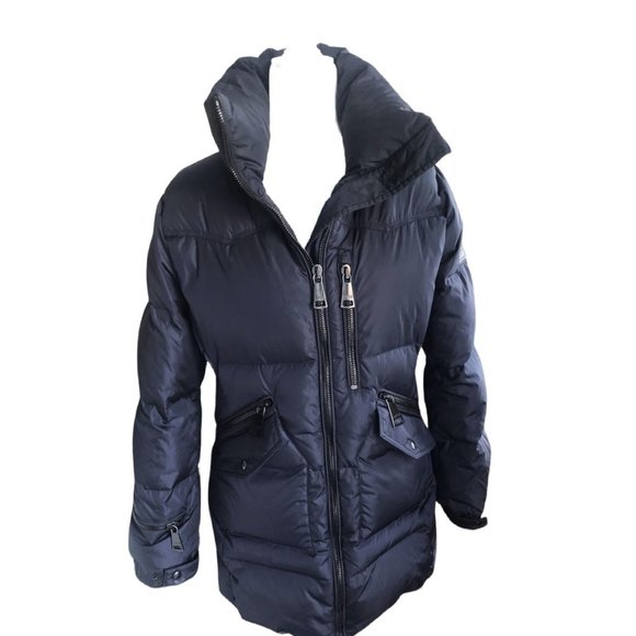 SAM Quilted Down Puffer Dark Blue Coat Zip Closure Excellent Condition Size L - Picture 3 of 7
